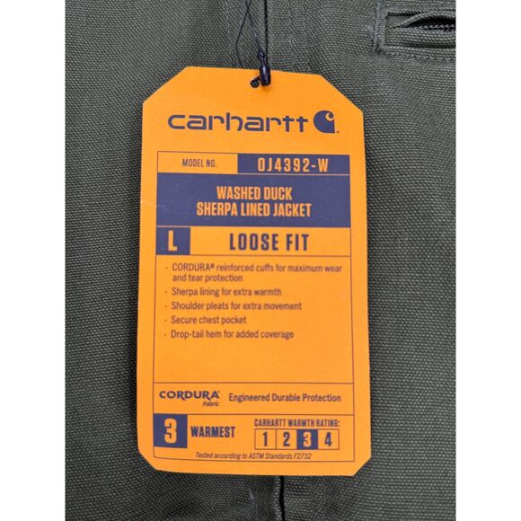 Carhartt Women's Sherpa Lined Loose Fit Washed Duck Jacket Medium Green - Picture 7 of 16